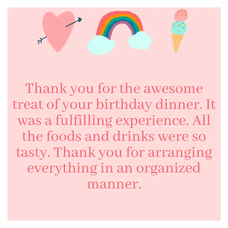 Thank you Messages For Birthday Party Dinner