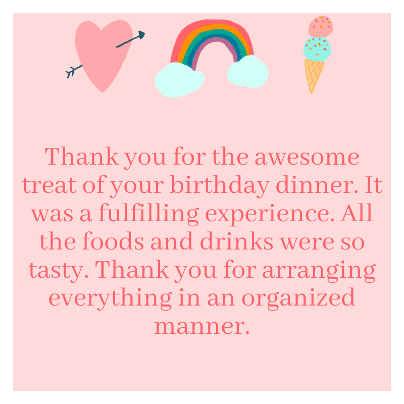 Thank You Messages For Birthday Party Dinner