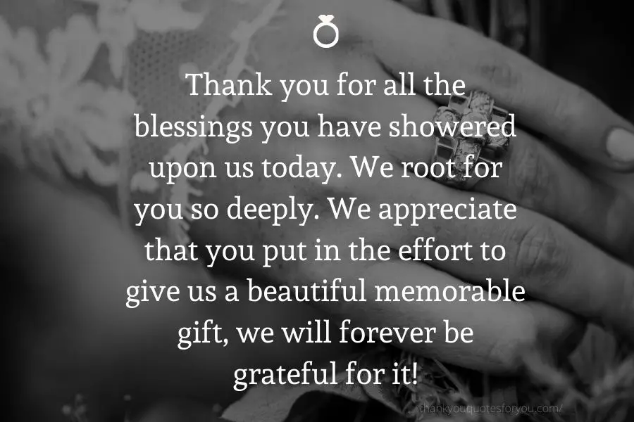 Thank you for all the blessings you have showered upon us today. We root for you so deeply. We appreciate that you put in the effort to give us a beautiful memorable gift, we will forever be grateful for it!