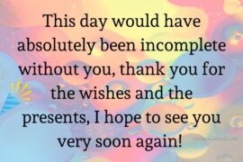 Thank you message for attending birthday celebration