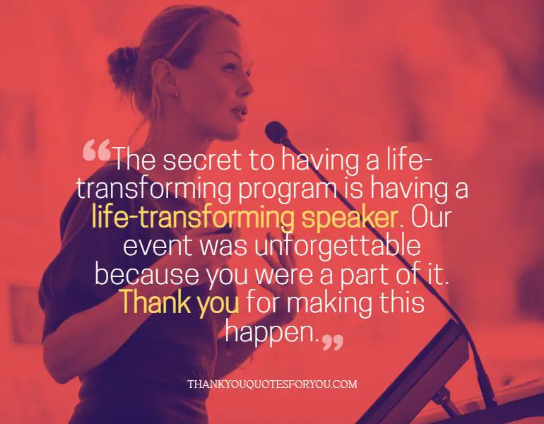 thank you for the life-transforming presentation