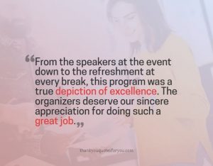 Thank You Messages to Event Organizer